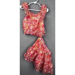 NEW BTween Skirt Set 2-Piece Toddler 5 Floral Pink Ruffle